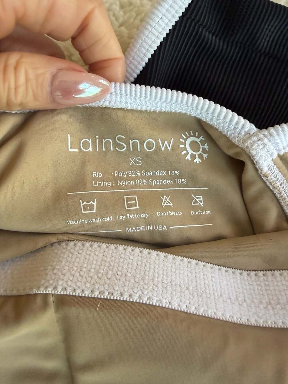 LainSnow Colorblock “Amangiri” One Piece Swimsuit in Beige/Black/White - XS - Picture 3 of 5